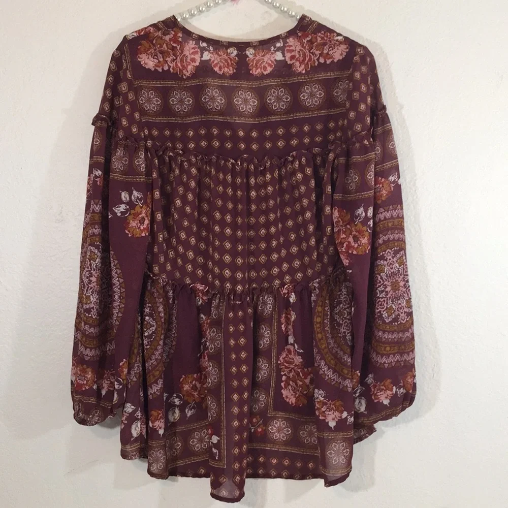 Knox Rose Boho Peasant Top with Tassels Small - Picture 5 of 9